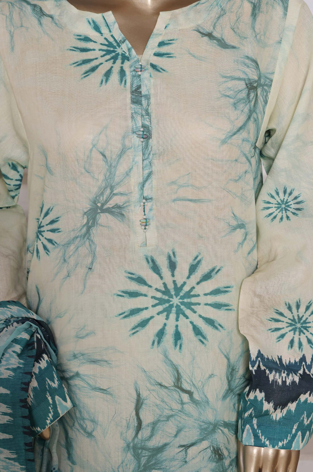 Sadabahar Stitched Printed Shimmered Cambric Summer Collection - 2025 (Sea Green)