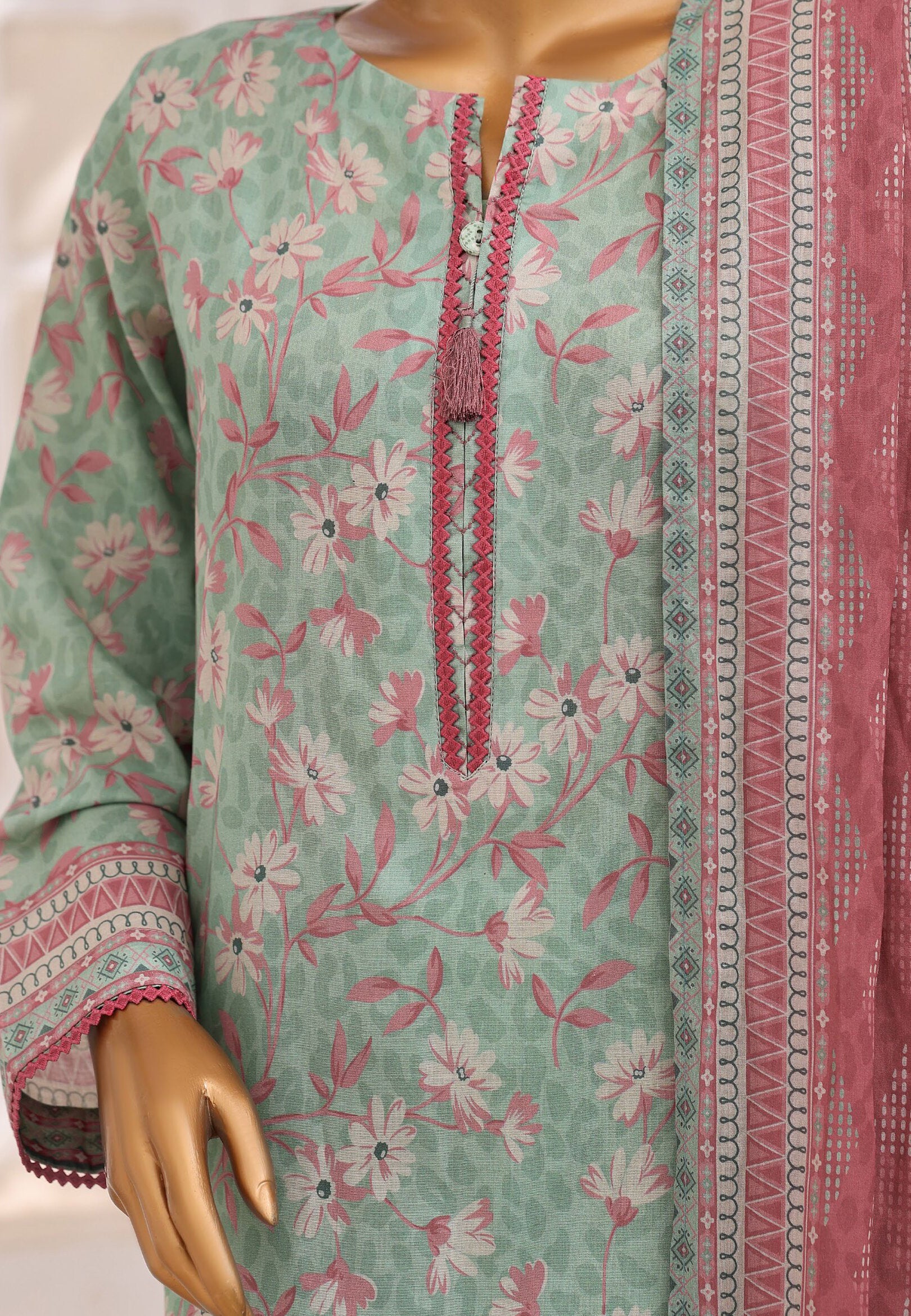 HZ Unstitched Platinum Floral Printed Lawn Collection - 2026 (D-07)