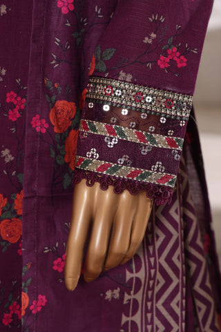 Malika by Sadabahar | Stitched Embroidered Khaddar Collection - 2025 (PURPLE)