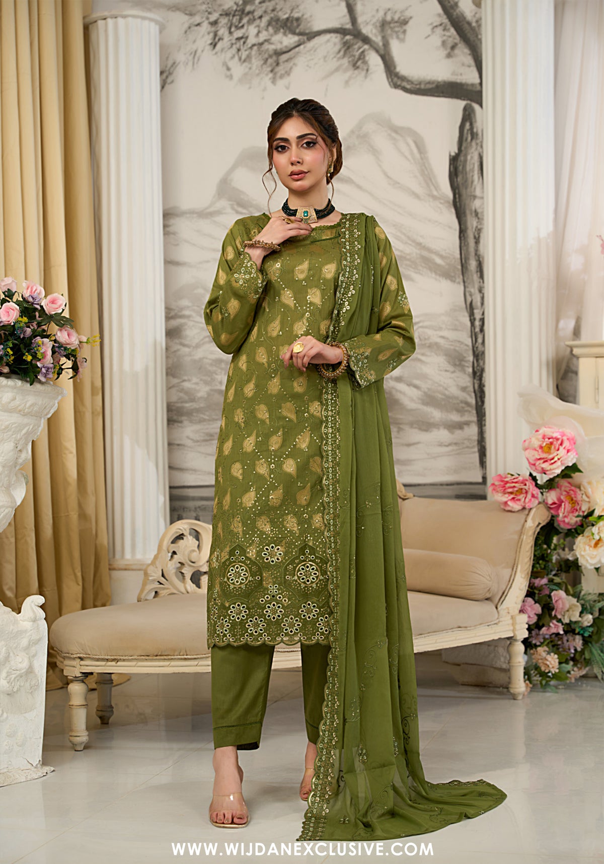Zarqash by Wijdan | Unstitched Embroidered Broshia Cotton Collection - 2025 D-01