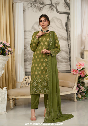 Zarqash by Wijdan | Unstitched Embroidered Broshia Cotton Collection - 2025 D-01