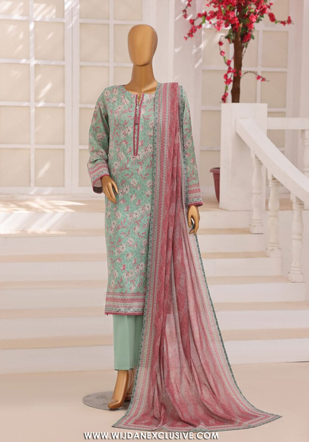 HZ Unstitched Platinum Floral Printed Lawn Collection - 2026 (D-07)