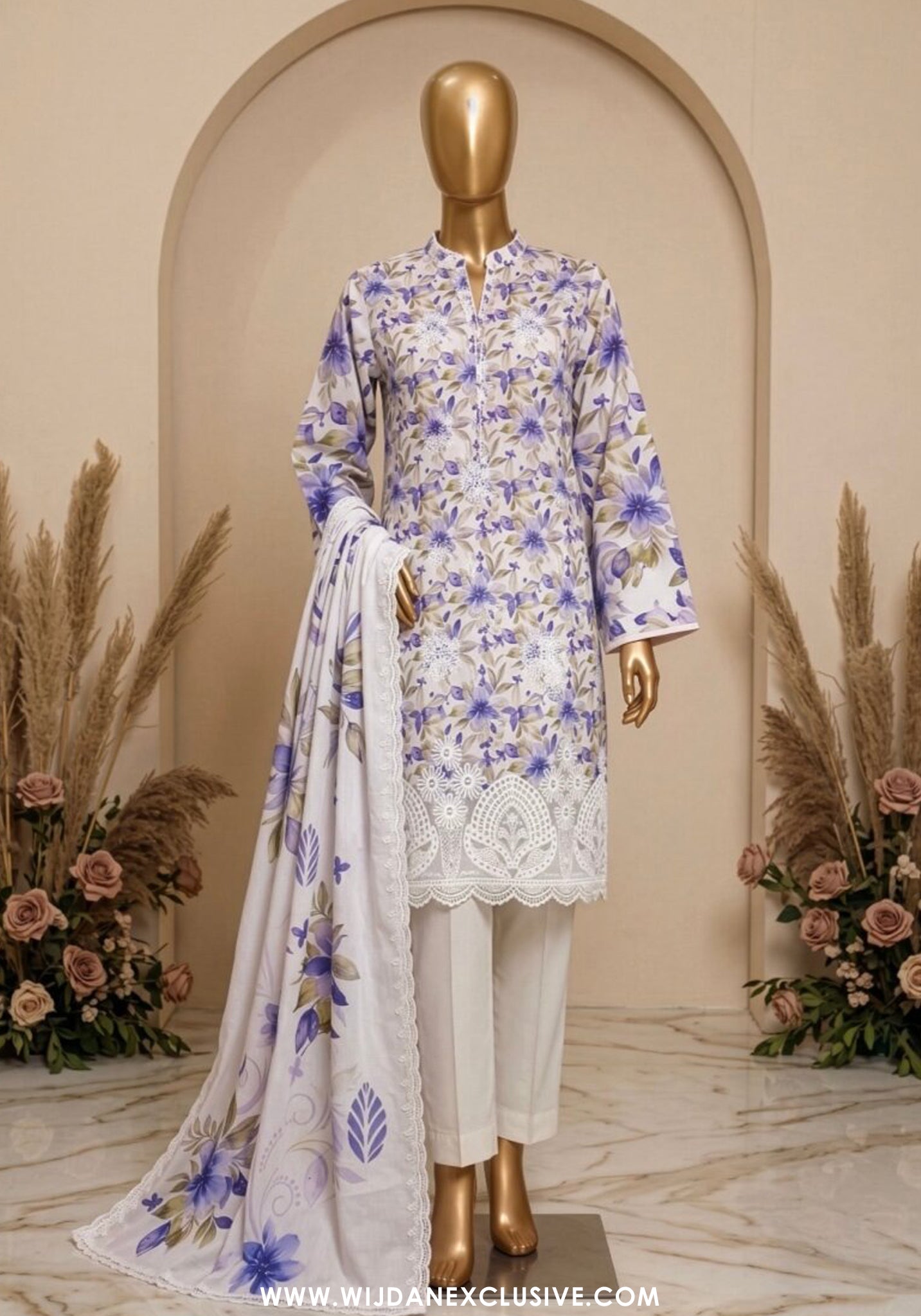 Libas e Khas 3pc Unstitched Embroidered Lawn Collection - 2026 (D-07)
