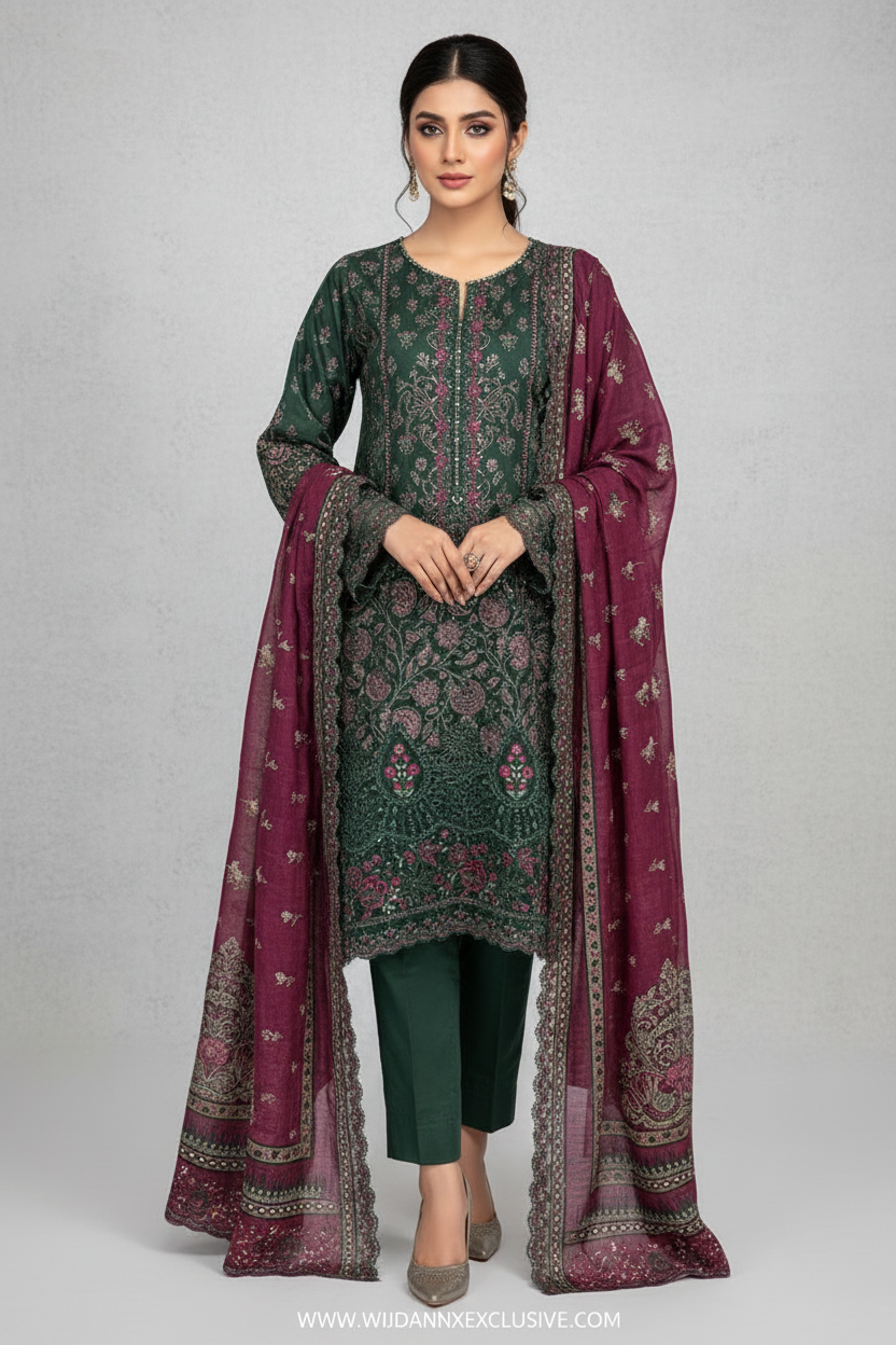 Bin saeed Unstitched Embroidered Vol-02 Collection - 2026 (D-08)