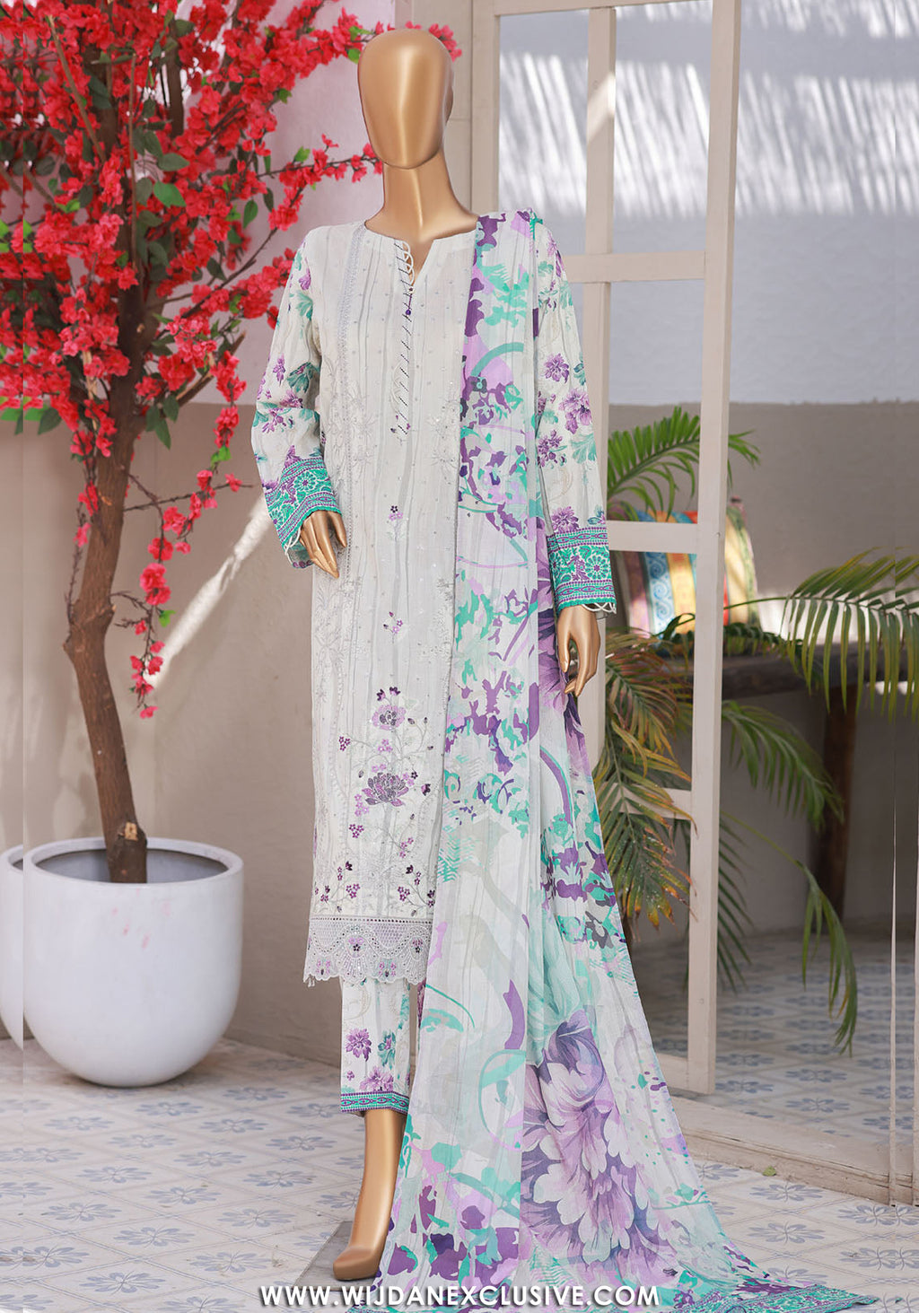 Elegant by HZ Textile | Unstitched Embroidered Lawn Collection - 2026 EC-1019