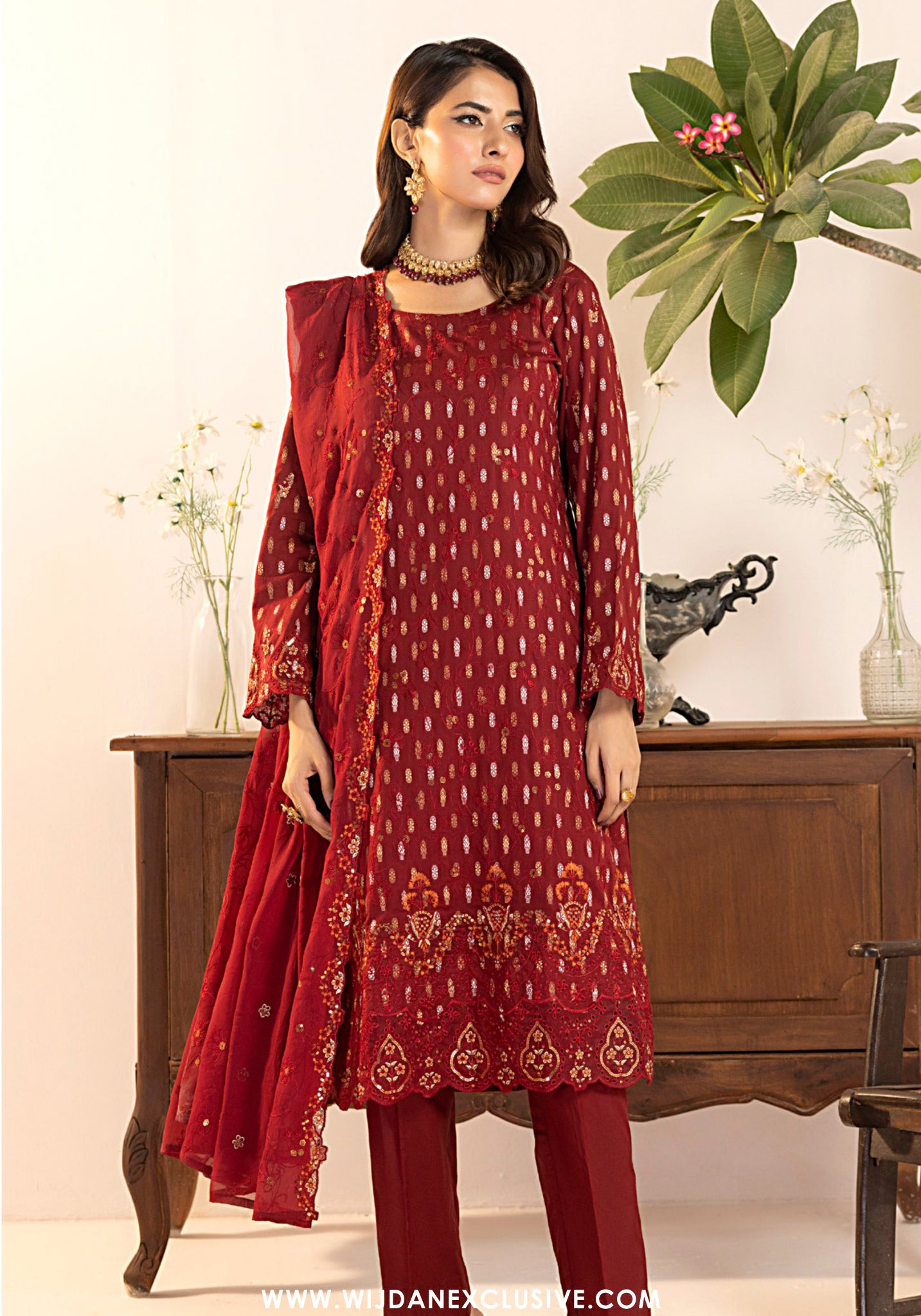 Tanisha by Wijdan | Unstitched Luxury Embroidered Broshia Cotton Collection - 2026 (D-07)