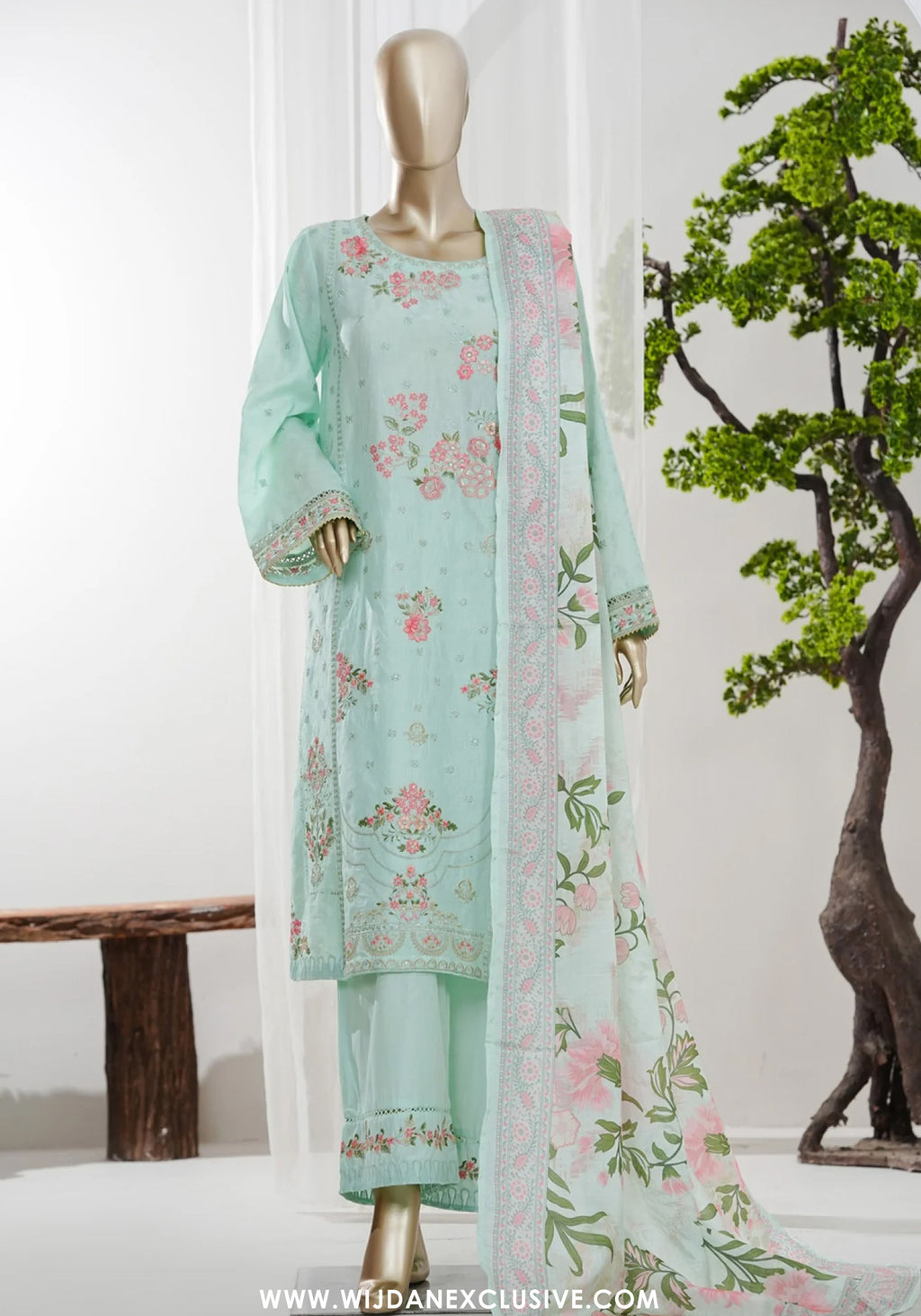 Bin Saeed Stitched 3pc Luxury Embroidered Jacquard Collection - 2026 (D-07)