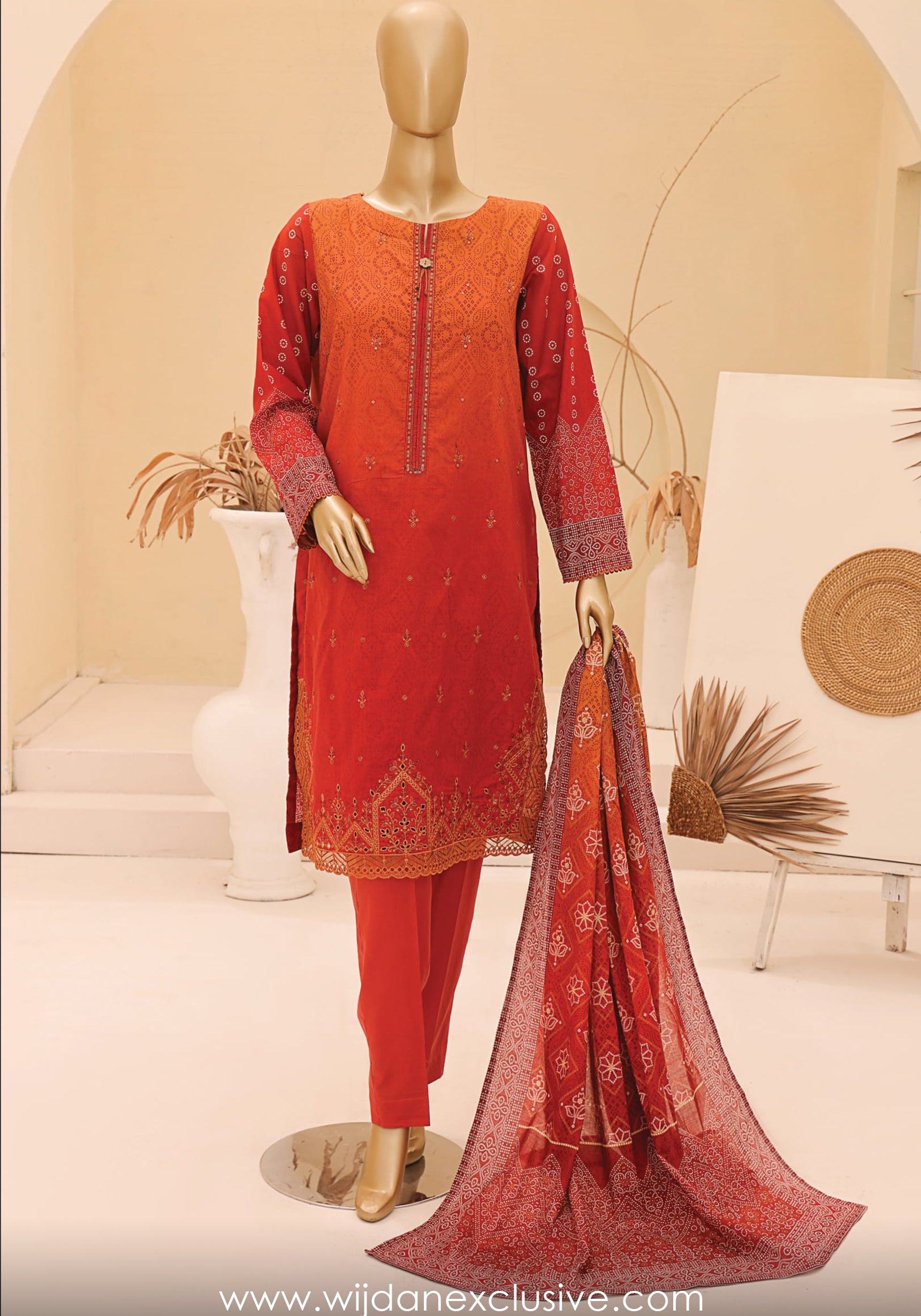 HZ Chunri Embroidered Digital Printed Lawn Collection D-07