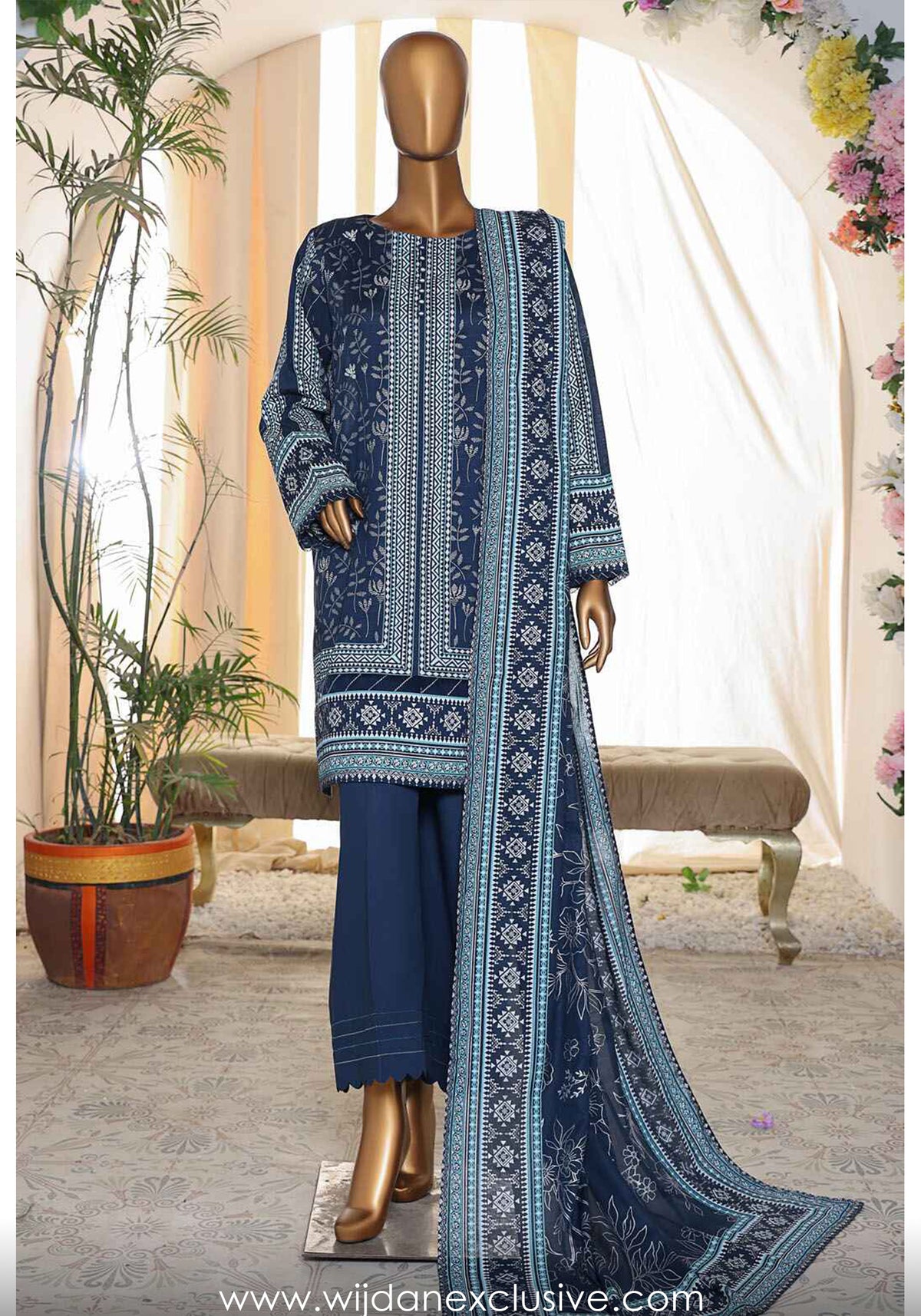 HZ Exclusive Printed Slub Lawn Collection'25 D-07