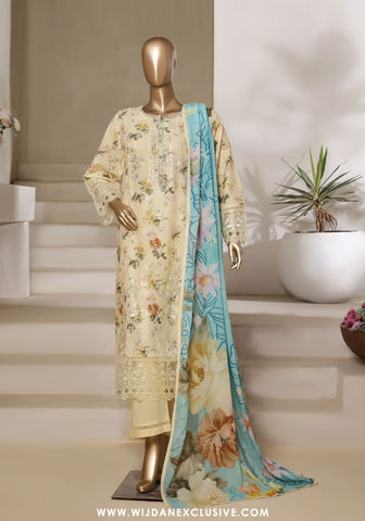 Sadabahar Signature Stitched Festive Embroidered Lawn - 2025 Vol-02 Lemon