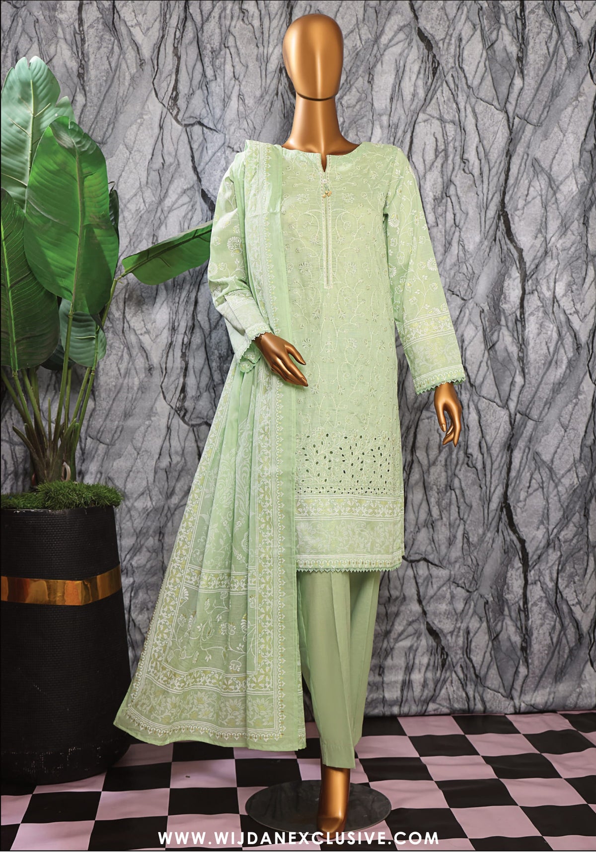 HZ Exclusive Unstitched Mid Summer Embroidered Slub Lawn - 2025 EMC-33