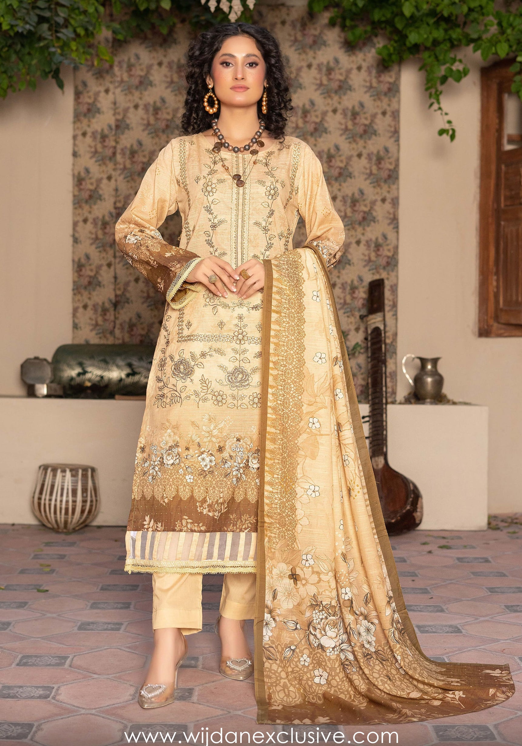 Masooma 3pc Digital Bana Doria Festive Emb Collection D-07