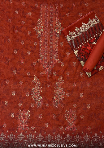 Jasmine Unstitched Doriya Digital Embroidered Lawn - 2025 by Wijdan D-09