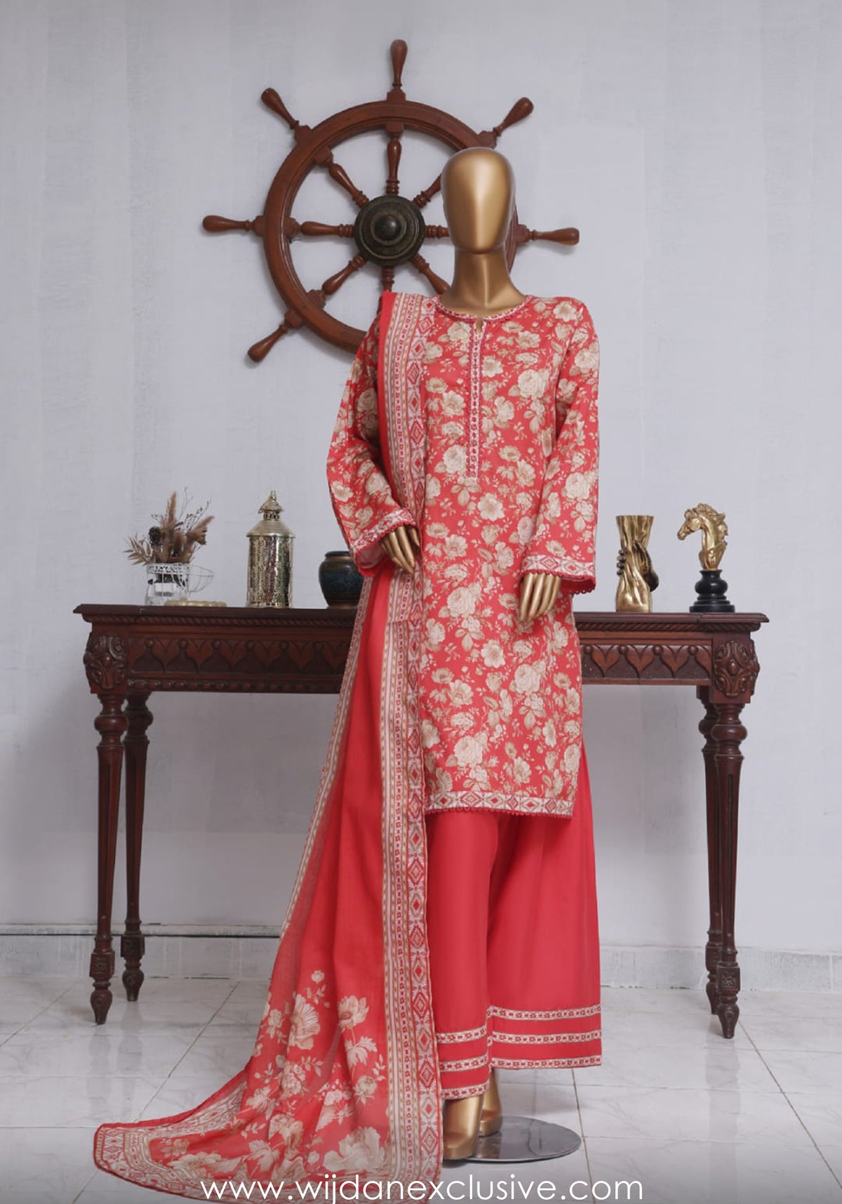 Bin Saeed Exclusive Printed Farshi Shalwar 3pc Coll'25 Vol-04 D-07