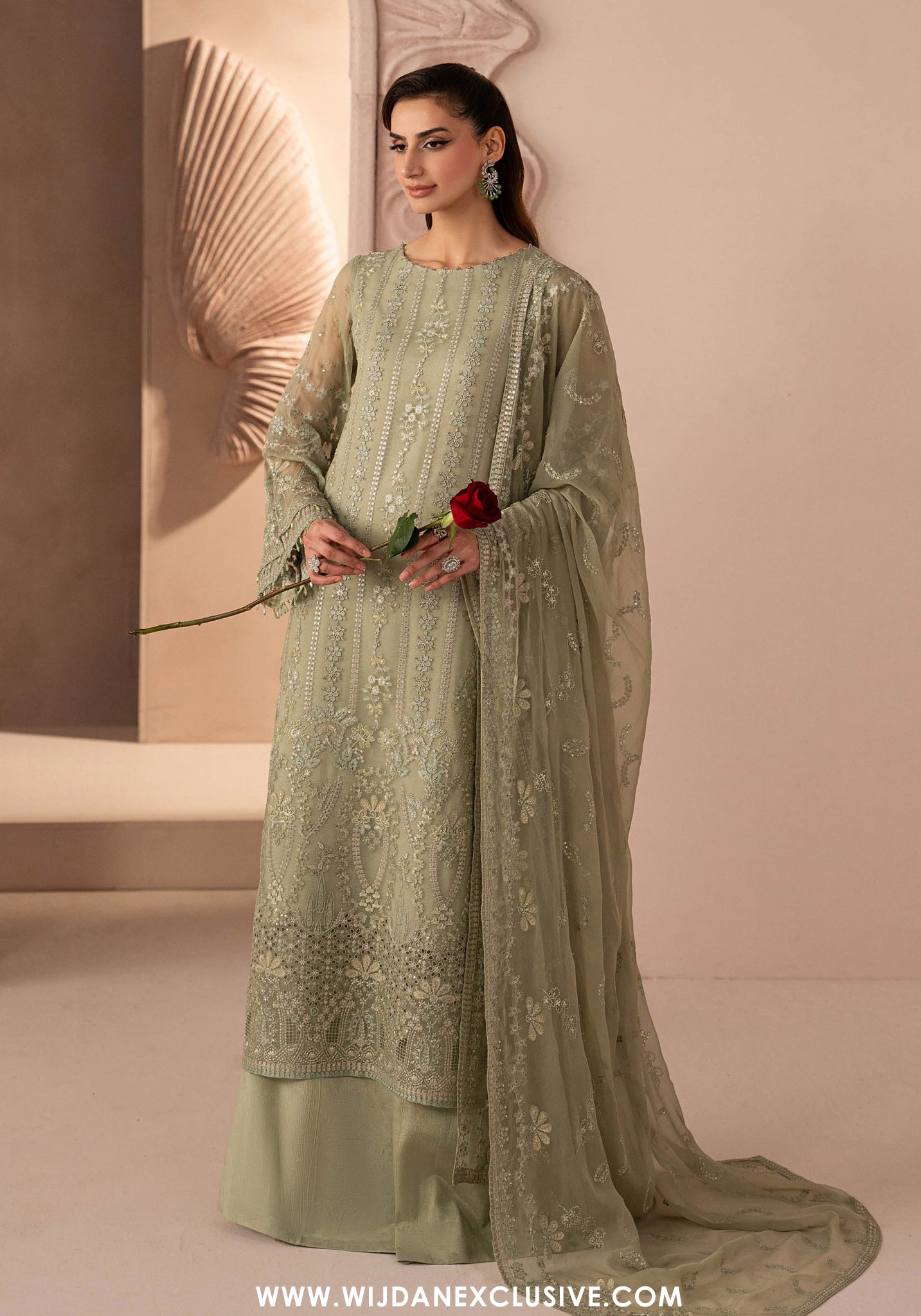 Izhar e Mohabbat by Lamisah | Unstitched Formal Chiffon Collection - 2026 (GREEN PETAL)