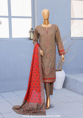 HZ Mehak Unstitched Cross Slub Embroidered Collection - 2025 MCE-3047