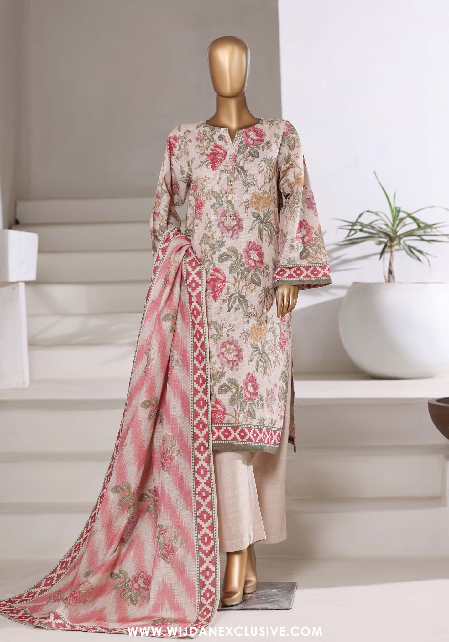 Sadabahar Stitched Printed Khaddar Shimmer Collection - 2025 (VANILLA)