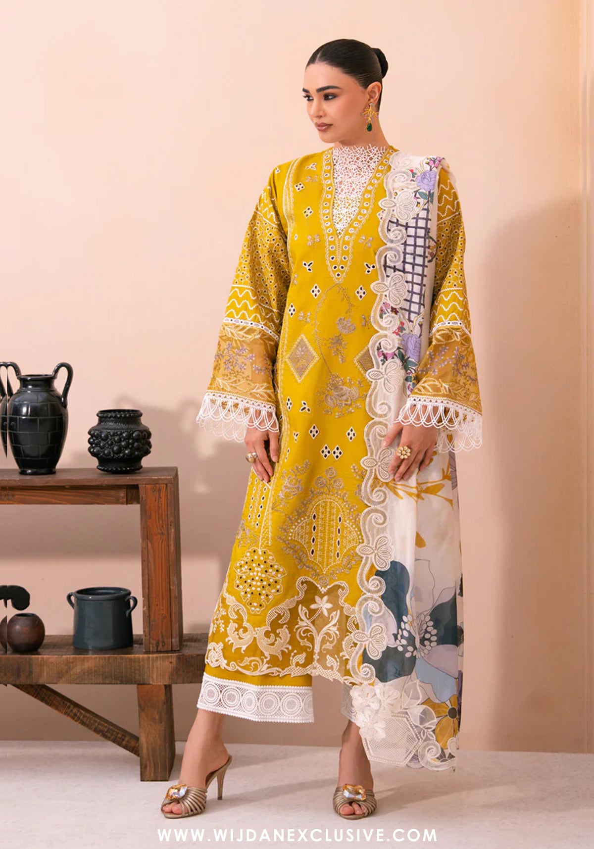 Amani by Marjjan | Unstitched Embroidered Viscose Winter Collection - 2025 MSV-02-B (YELLOW)