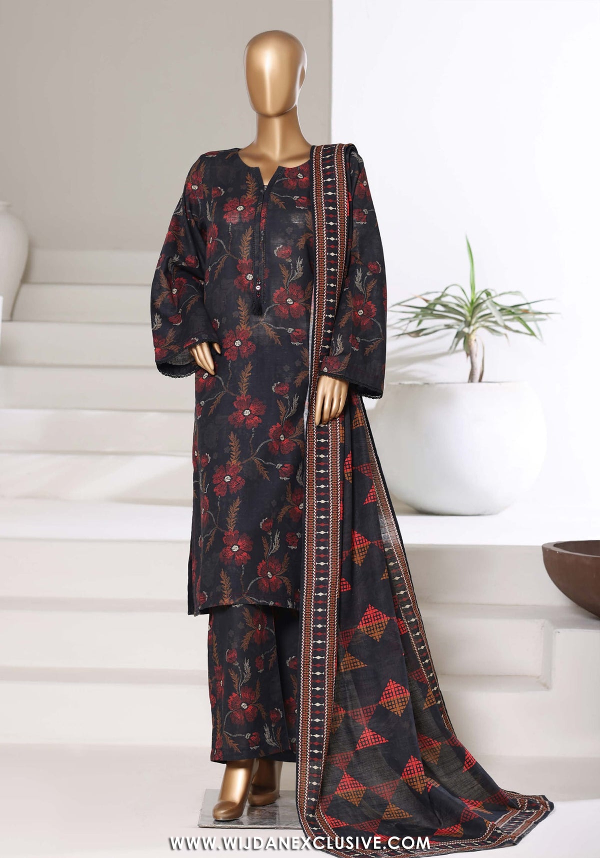Sadabahar Stitched Printed Khaddar Vol-03 Collection - 2025 (BLACK FLORAL)