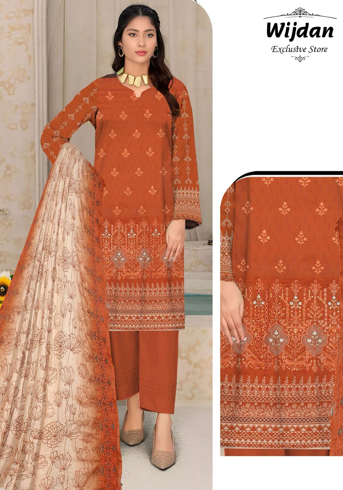Wijdan Digital Print Embroidered Voil Dupatta Collection'25 D-07