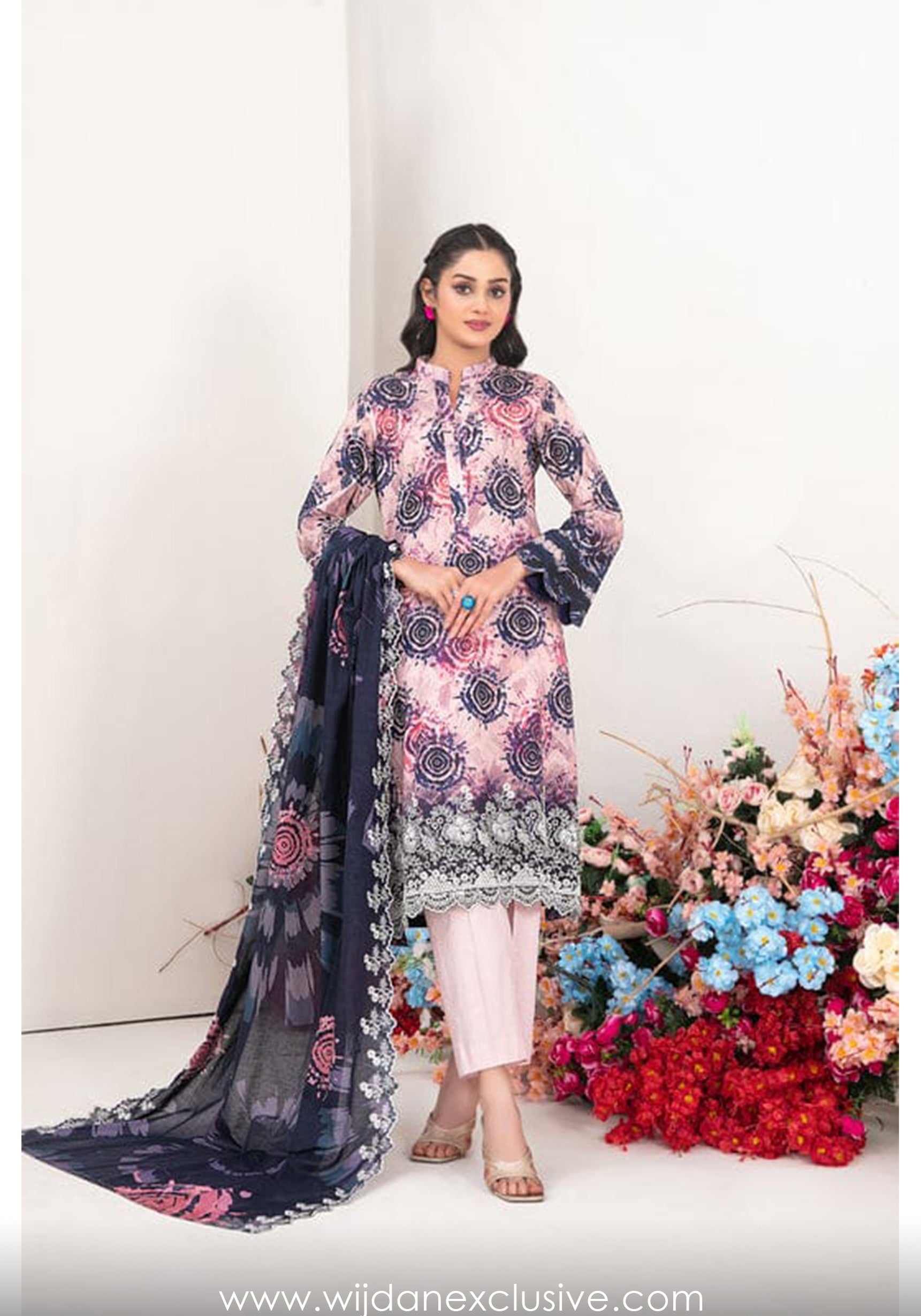 Haliyah Embroidered Digital Printed Lawn Collection by Tawakkal D-07