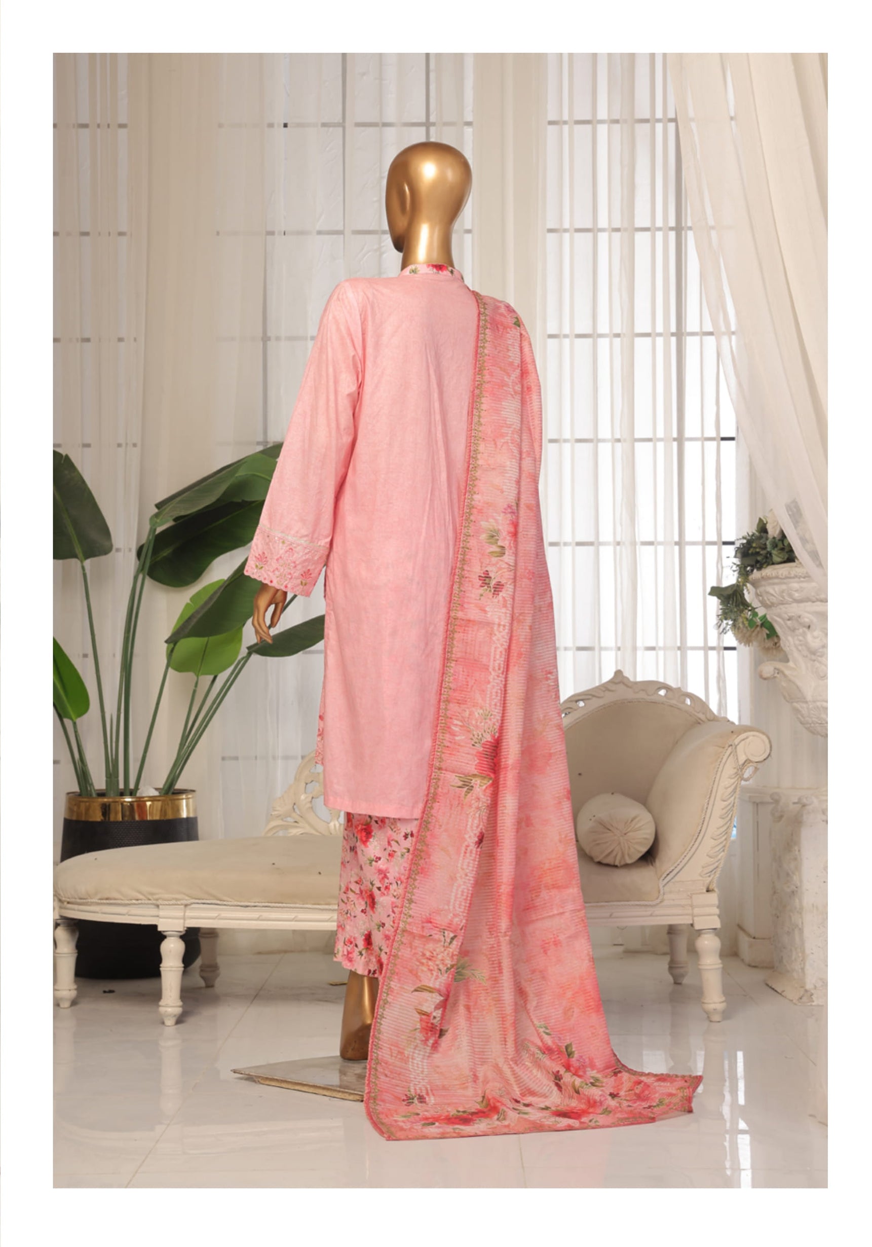 Bin Saeed Eid ki Khushiyan Luxury Self & Stripe 3pc Collection'25 Vol-01 D-07