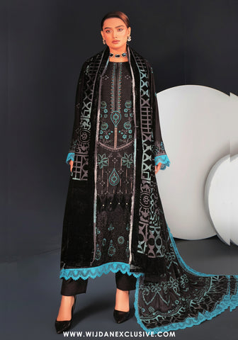 Palachi Unstitched Luxurious Embroirdered Winter Collection - 2025 (Black)