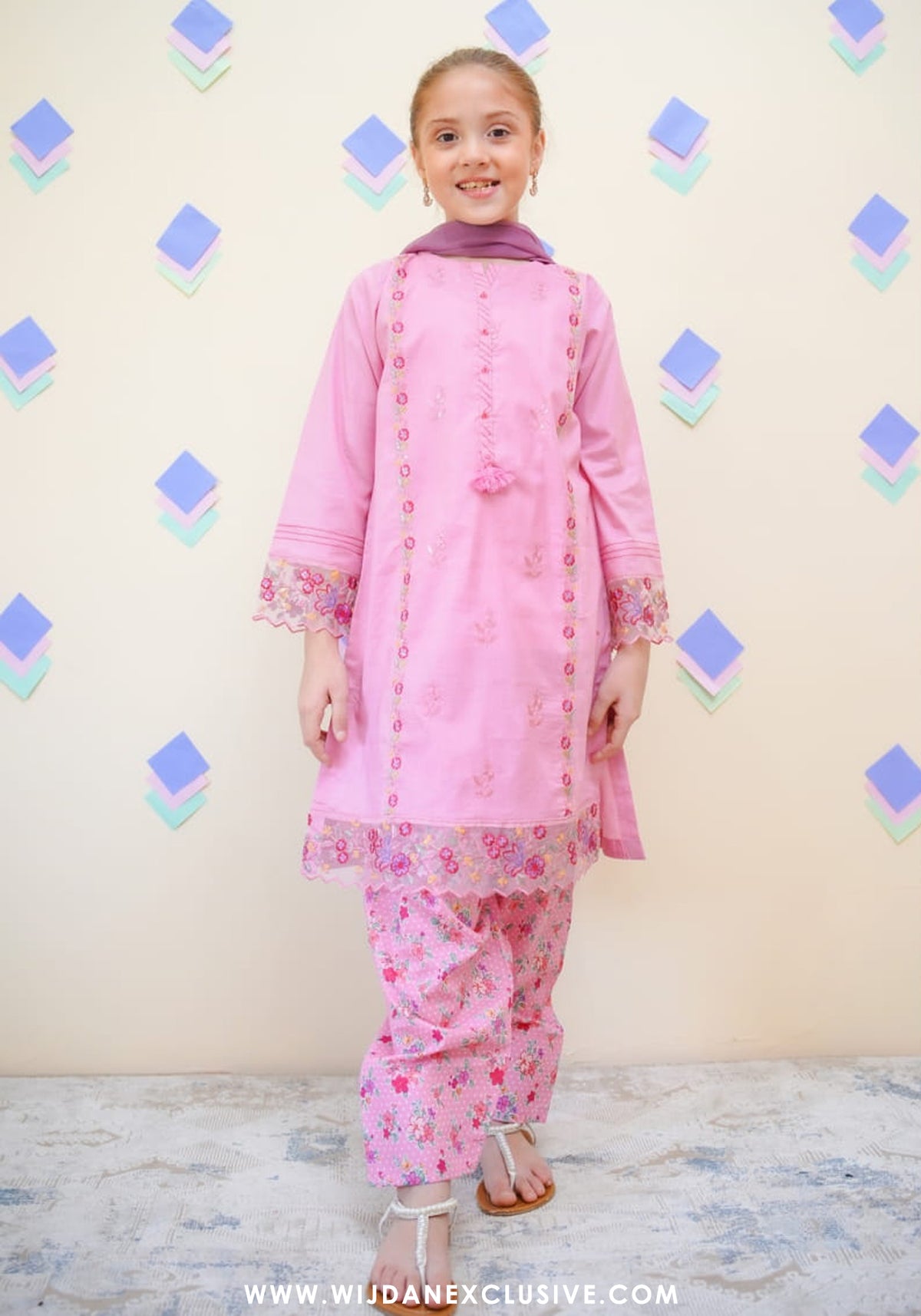 Shanzey Stitched Kids Embroidered Farshi Edit - 2025 (BUBBLEGUM PINK)