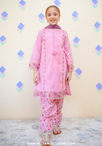 Shanzey Stitched Kids Embroidered Farshi Edit - 2025 (BUBBLEGUM PINK)