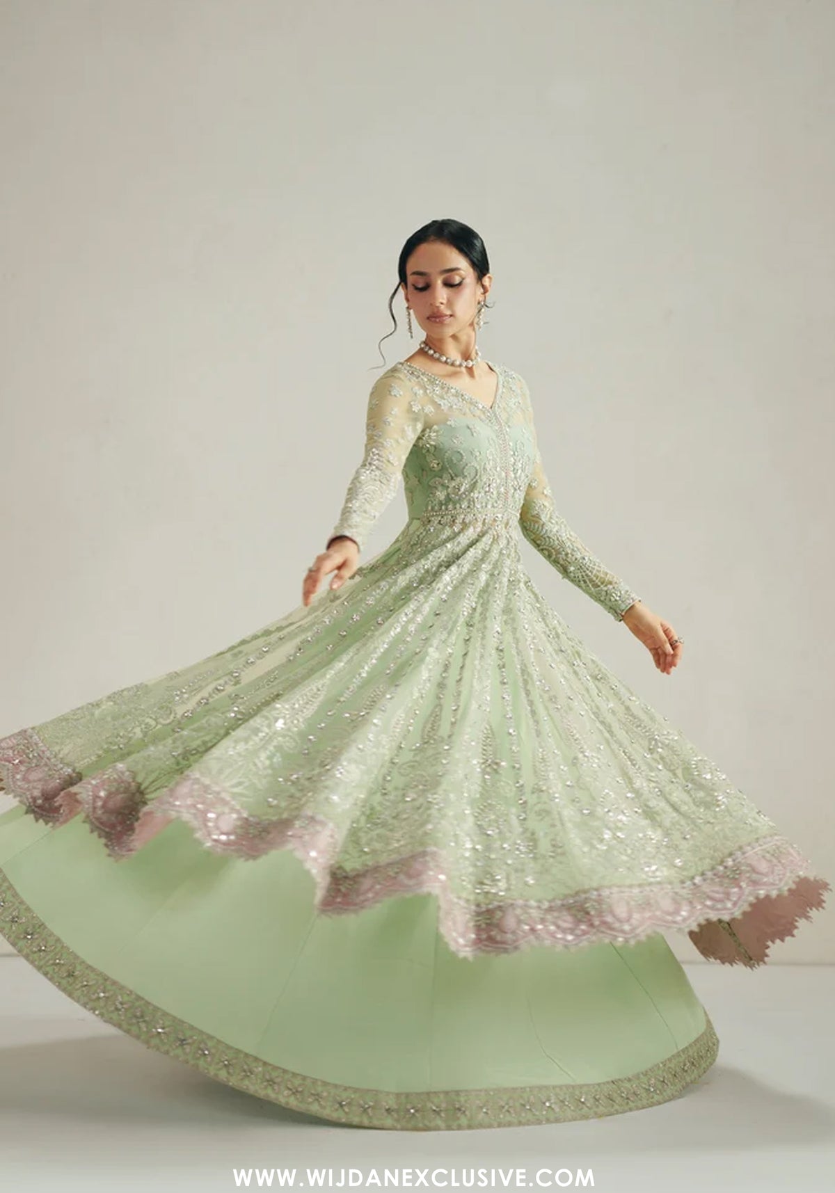 Vera Unstitched Embroidered Festive Formal Collection'26 (Seafoam Green Pishwas Set)