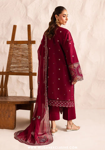 Marjjan Guzel Unstitched Embroidered Lawn Collection - 2025 SMC-204 (Maroon)