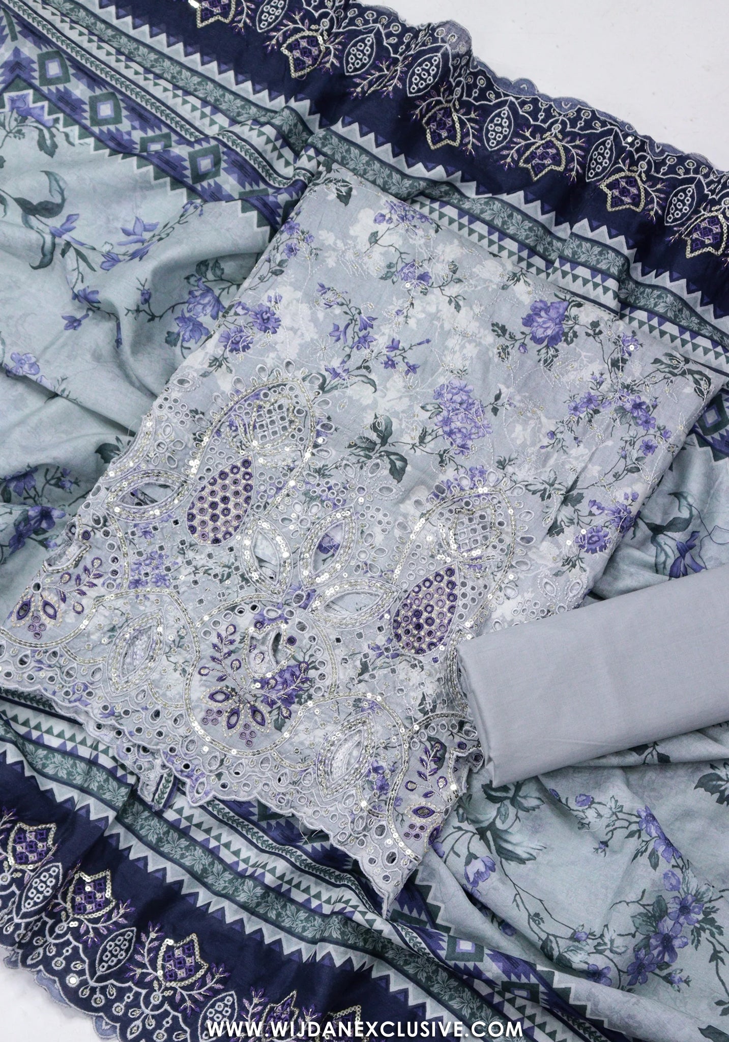 Bin Saeed Unstitched Embroidered Lawn Vol-I Collection - 2026 (BLUE)