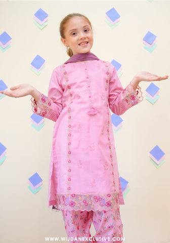 Shanzey Stitched Kids Embroidered Farshi Edit - 2025 (BUBBLEGUM PINK)