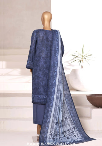 Sadabahar Printed Stitched Khaddar 3PC Collection - 2025 (BLUE D-05)