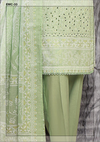 HZ Exclusive Unstitched Mid Summer Embroidered Slub Lawn - 2025 EMC-33
