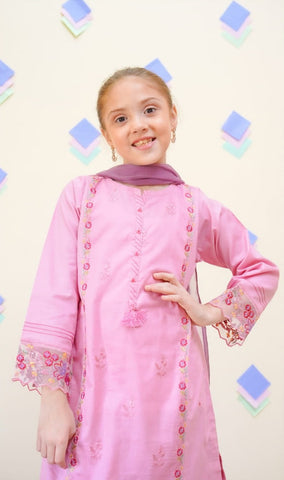 Shanzey Stitched Kids Embroidered Farshi Edit - 2025 (BUBBLEGUM PINK)