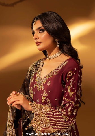 Aylin Unstitched Silk Hand Work Collection (VIOLET  BLOOM)