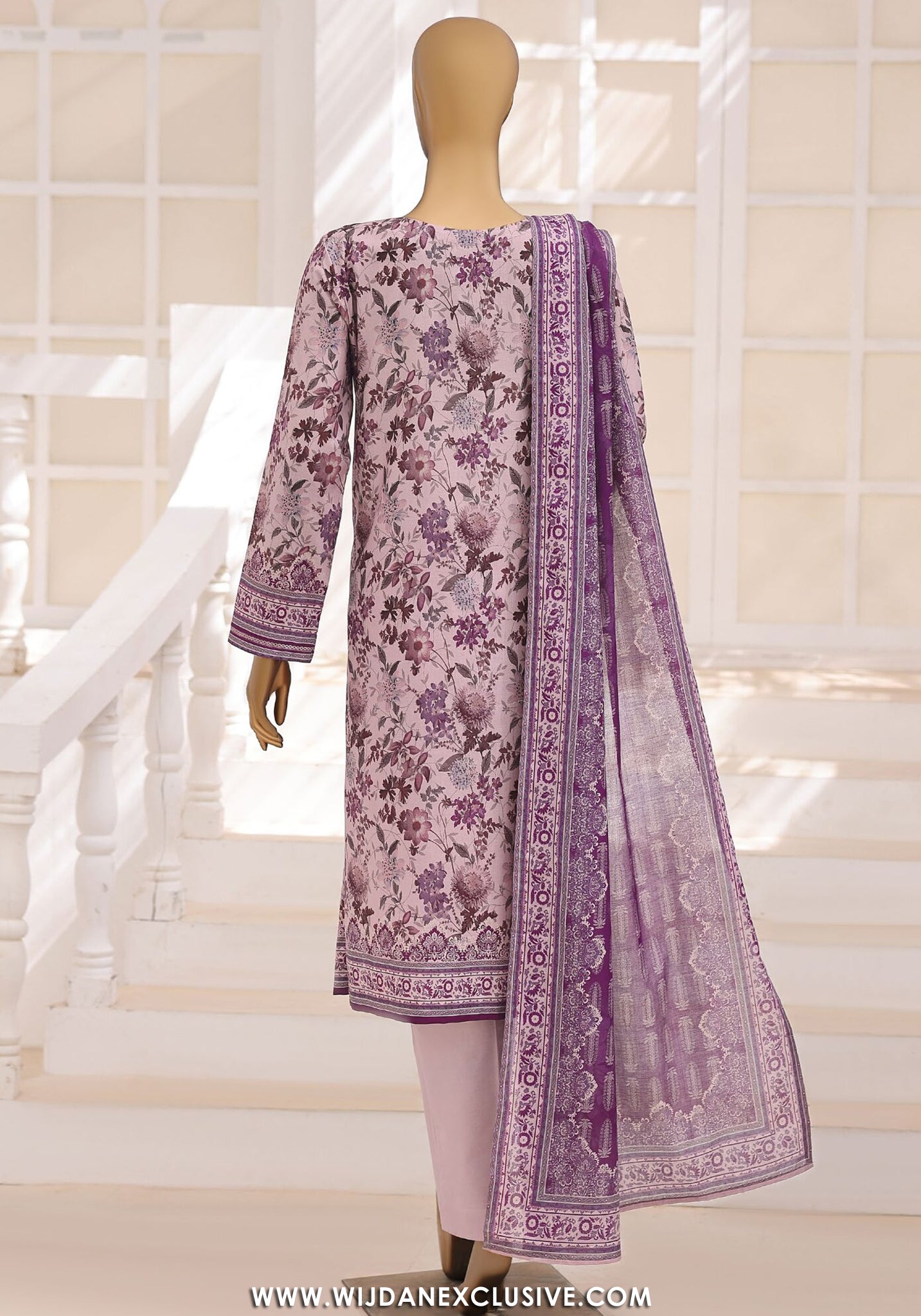 HZ Unstitched Platinum Floral Printed Lawn Collection - 2026 (D-08)