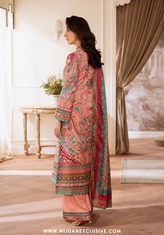 Velouré Unstitched Printed Silk Collection - 2025 by Gulaal (Coral Éclat)