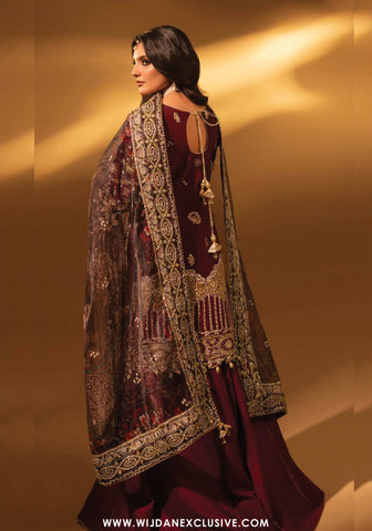 Aylin Unstitched Silk Hand Work Collection (VIOLET  BLOOM)