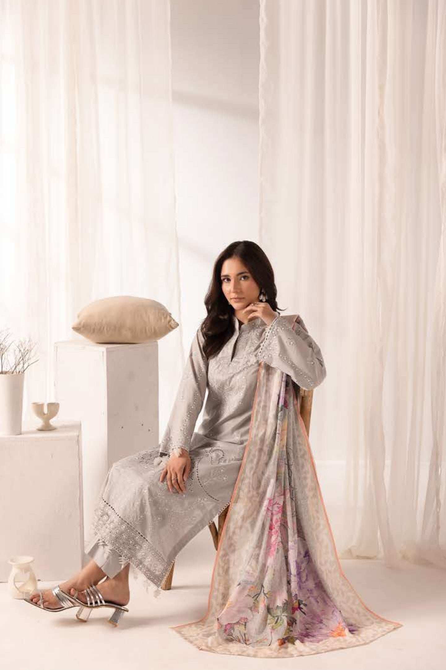 Ibtida by Nur | Unstitched Embroidered Lawn Collection - 2026 (IK-317)