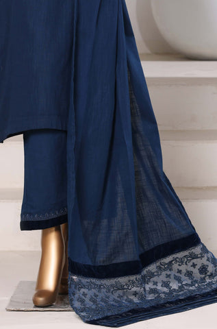 Sadabahar Stitched Cross Texture with Velvet Winter Collection - 2025 (BLUE)