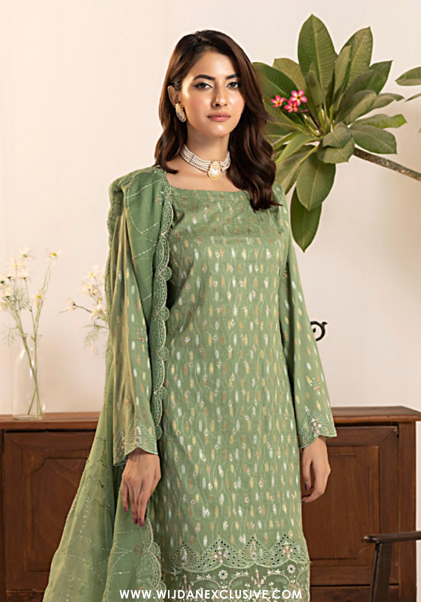 Tanisha by Wijdan | Unstitched Luxury Embroidered Broshia Cotton Collection - 2026 (D-08)