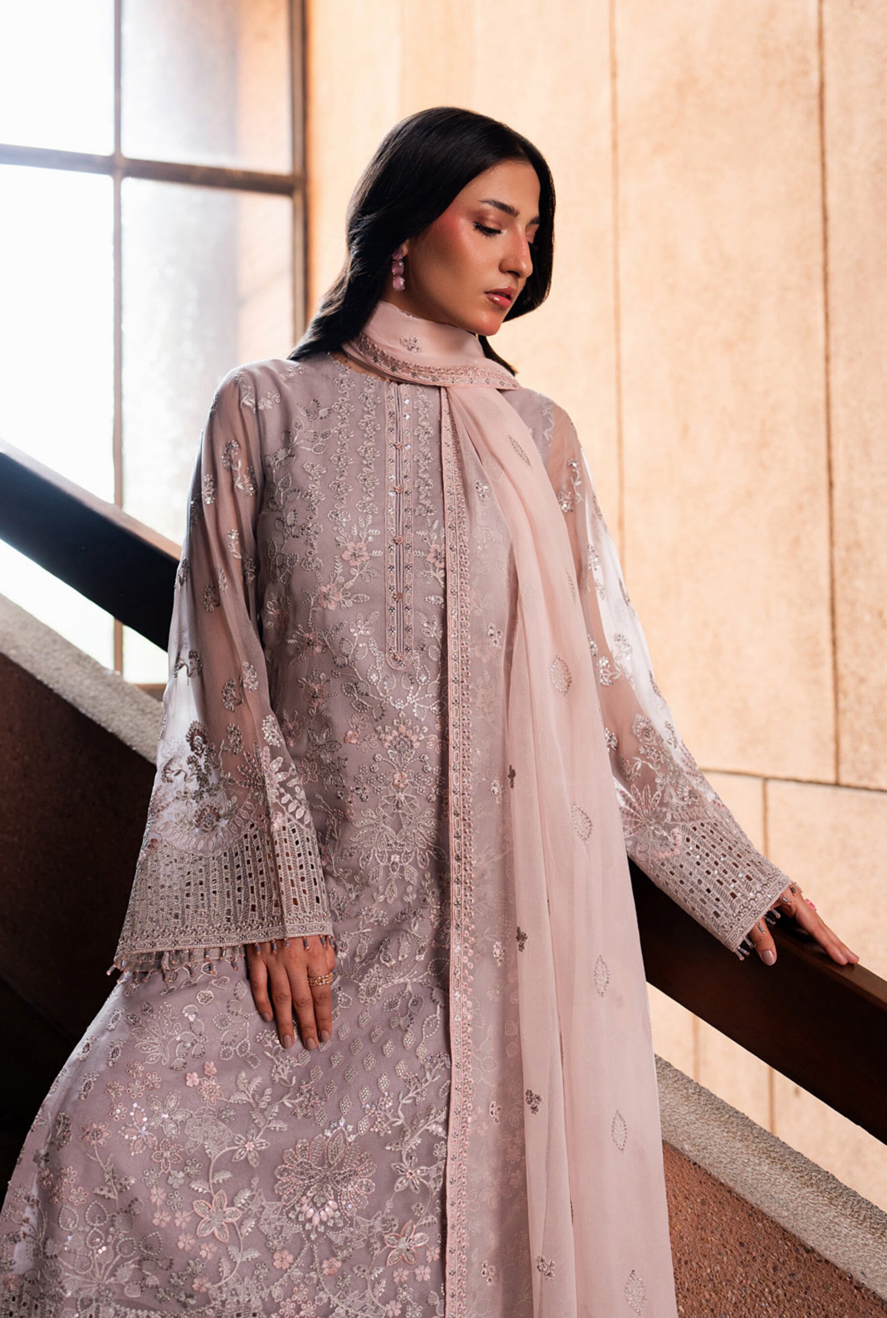 Lazawal by Lamisah | Unstitched Embroidered Formal Chiffon Collection - 2026 (LAVENDER GLOW)