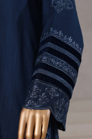 Sadabahar Stitched Cross Texture with Velvet Winter Collection - 2025 (BLUE)