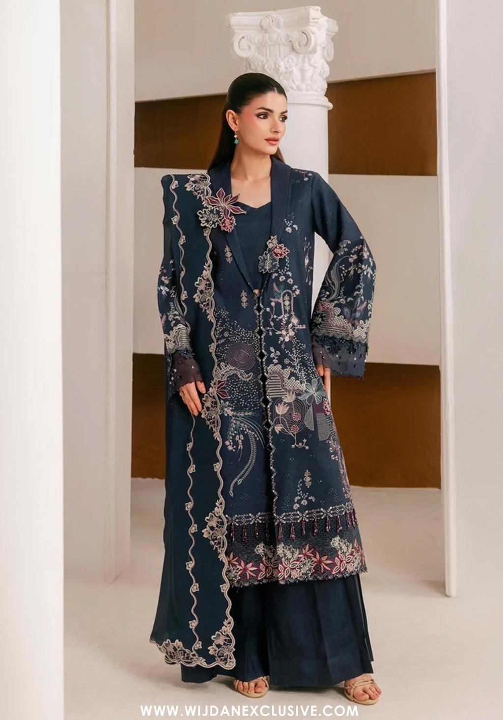 Florent Unstitched Embroidered Luxe Silk Formal Collecttion - 2026 (OBSIDIAN BLOOM)