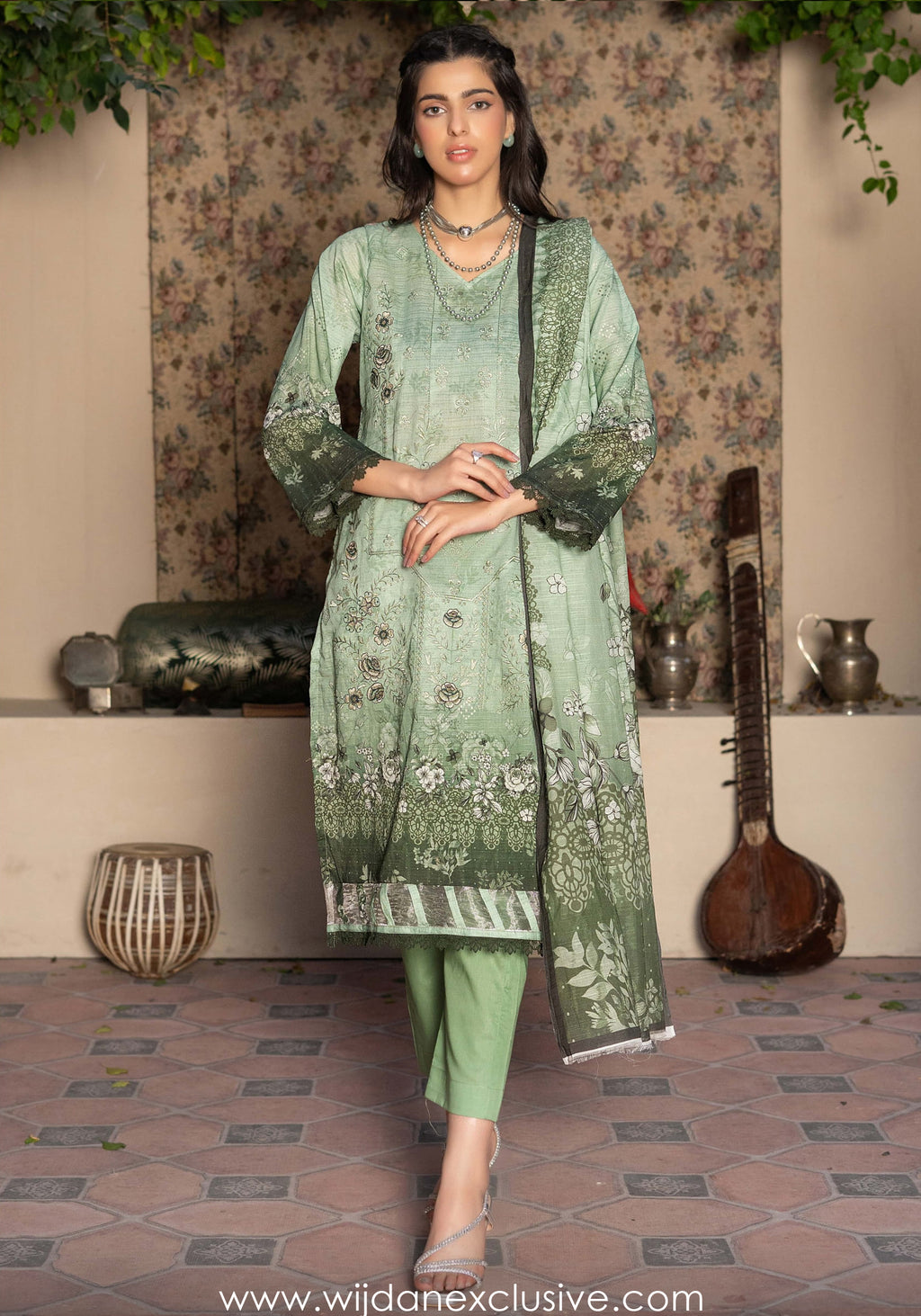 Masooma 3pc Digital Bana Doria Festive Emb Collection D-08