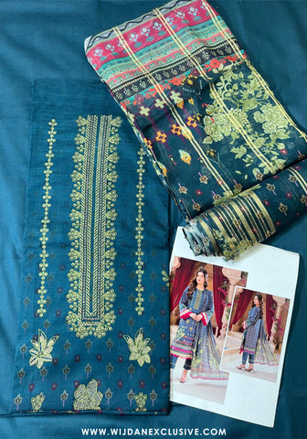 Suzaina Unstitched Printed Embroidered Lawn Collection - 2025 by Wijdan ART-02