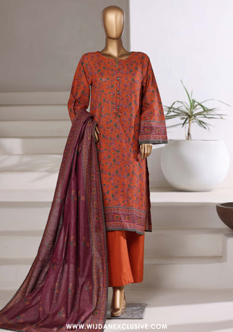 Sadabahar Stitched Printed Khaddar Shimmer Collection - 2025 (RUST)
