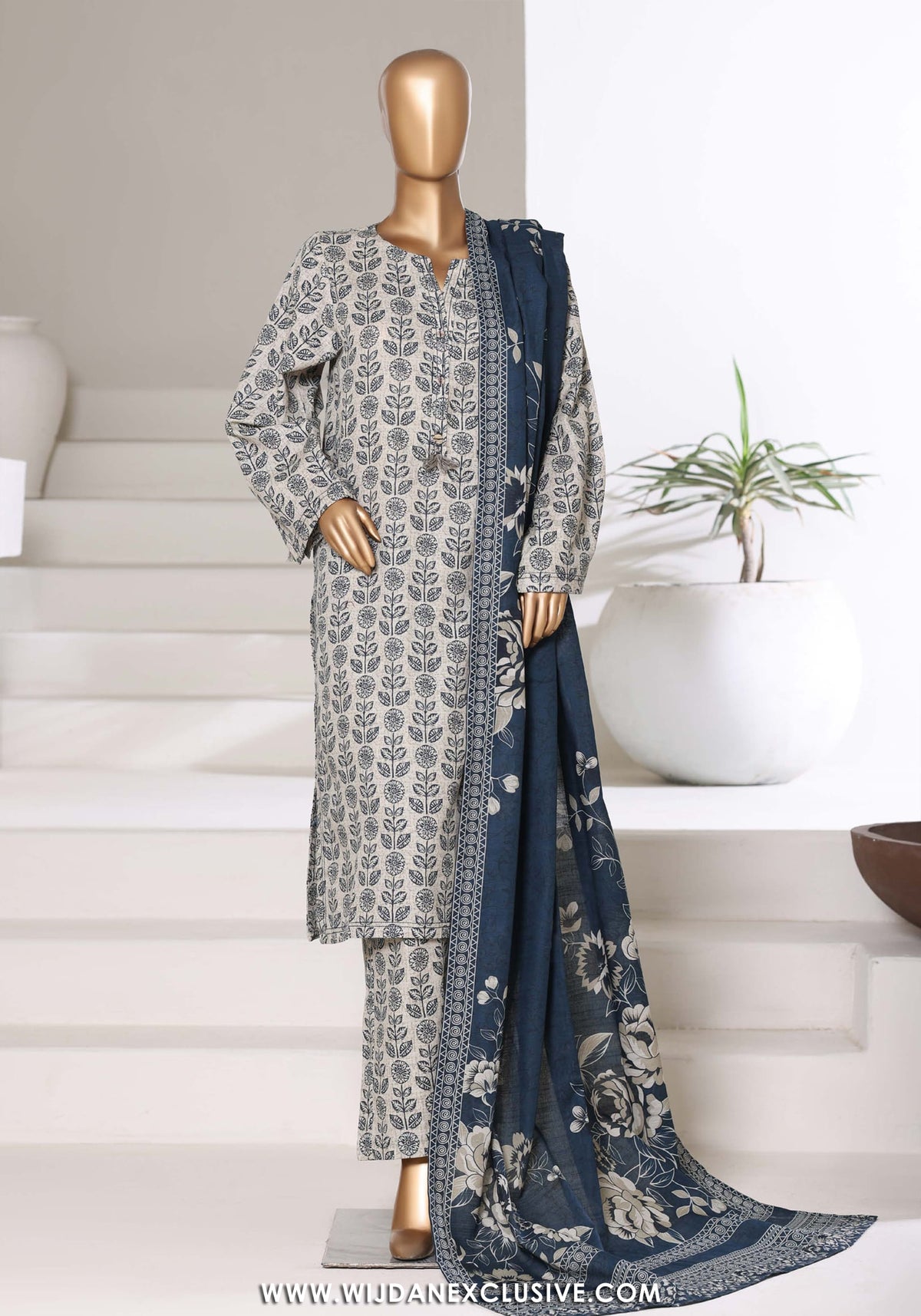Sadabahar Stitched Printed Khaddar Vol-03 Collection - 2025 (WHITE)